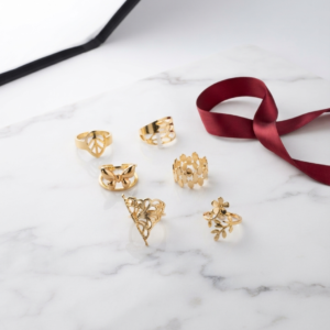 Pearl and Gold Ring Set of 6