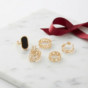 Black & Gold Ring Set of 5