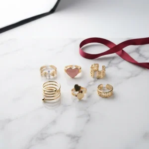 Pink & Gold Ring Set of 6