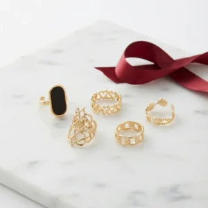 Black & Gold Ring Set of 5